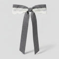 Lace Bow Hair Clip Gray Ribbon – hair accessories (view 1)
