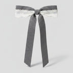 Lace Bow Hair Clip Gray Ribbon – hair accessories (view 1)