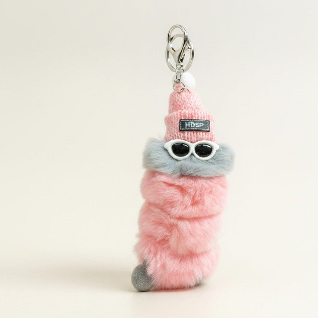Fluffy Hat & Sunglasses Keychain – bags & wallets (view 1)