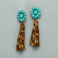 Turquoise Cluster Tassel Drop Earrings