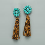 Turquoise Cluster Tassel Drop Earrings