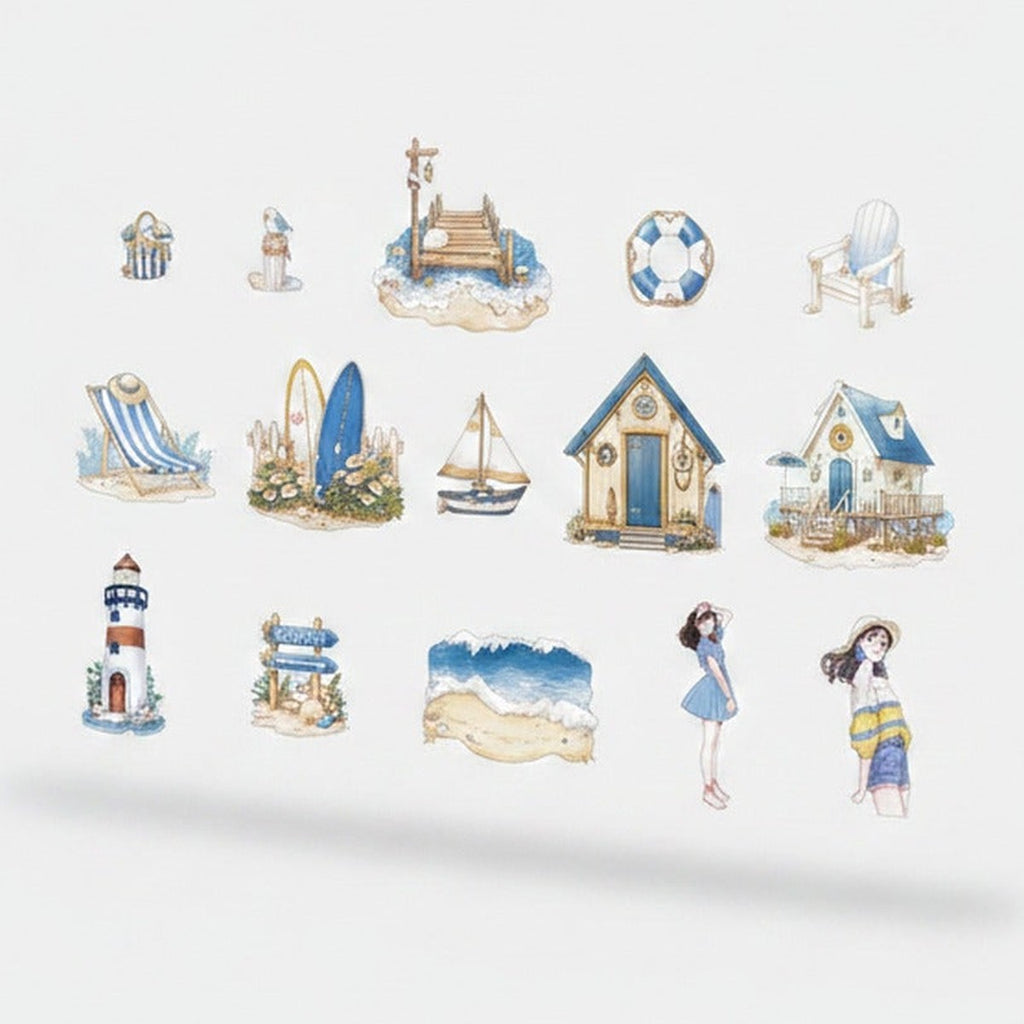 Seaside Holidays Sticker Sheet Set Blue – stationery (view 1)