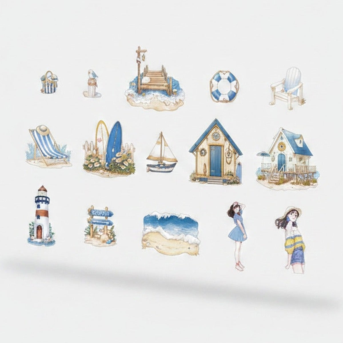 Seaside Holidays Sticker Sheet Set Blue – stationery (view 1)