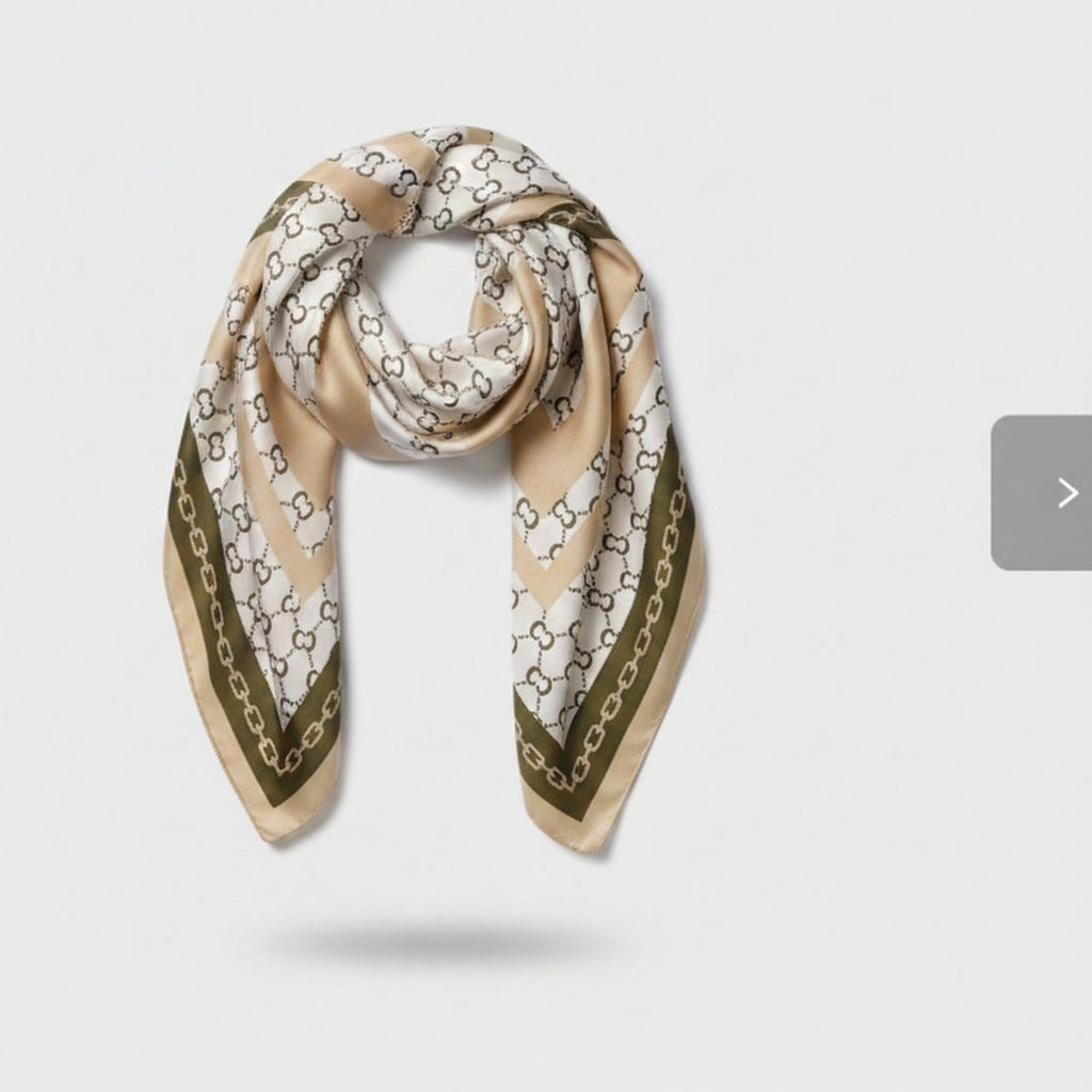 Chain Link Print Square Scarf Beige – scarves & belts (view 1)