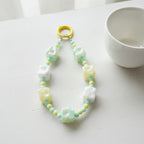 Pastel Dice Beaded Keychain - Green & Yellow