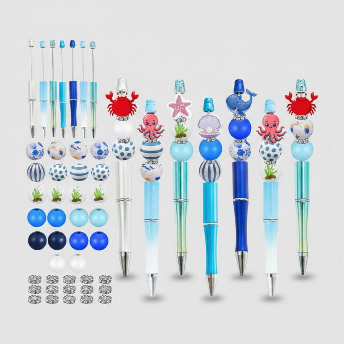 Beaded Charm Pen Set - Ocean Mix