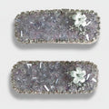 Sparkly Purple Glitter Hair Clips with White Flower Charm – hair accessories (view 1)