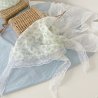 Embroidered Floral Mini Bonnet Headwrap - Green Floral