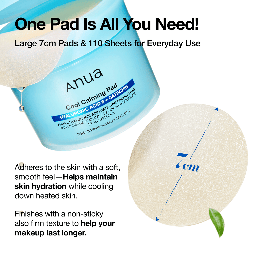 ANUA 8 Hyaluronic Acid Catechin Calming Pad (110 Pads / 185ml)