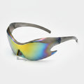 Mirror Shield Wrap Around Sunglasses - Silver Frame Red Mercury – eyewear