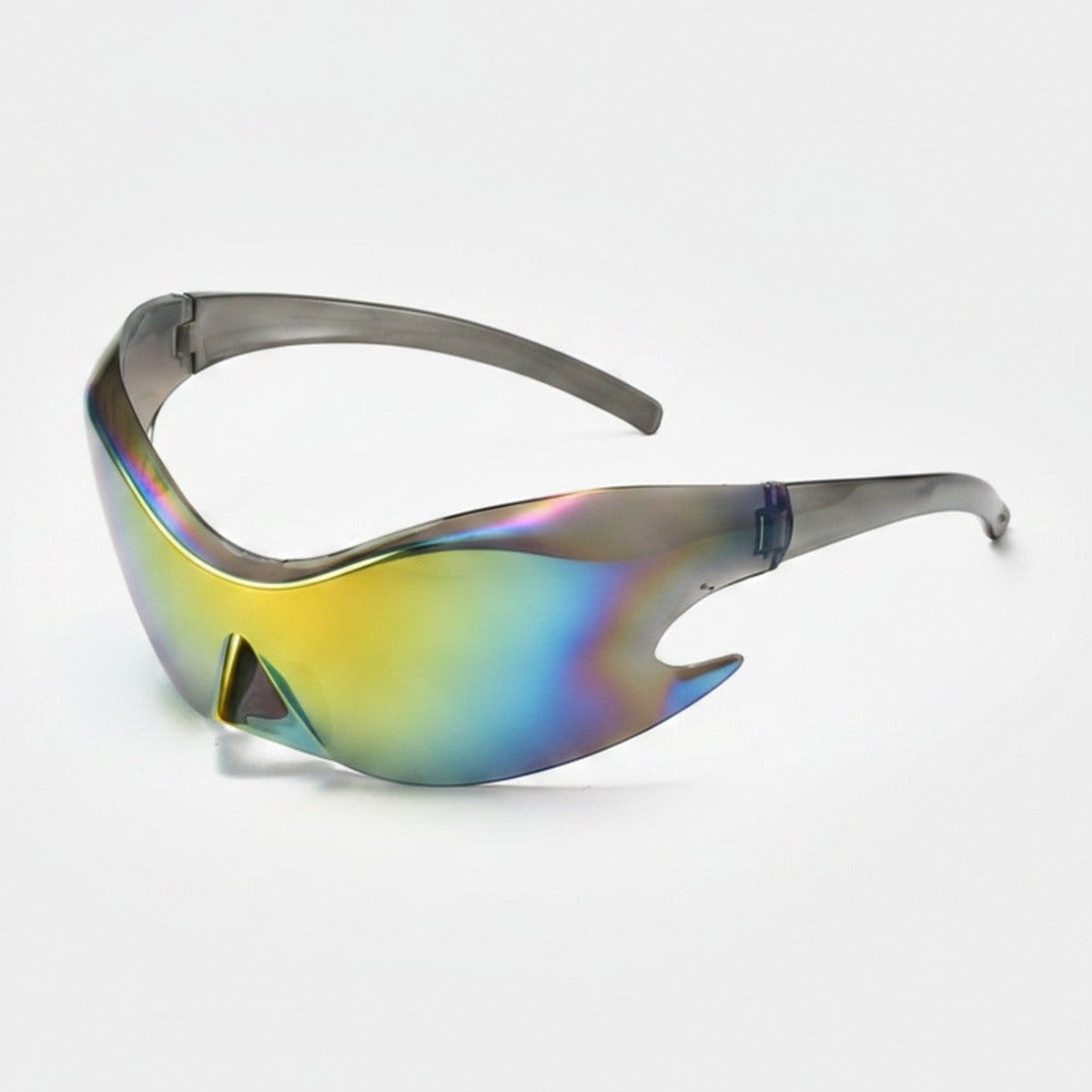 Mirror Shield Wrap Around Sunglasses - Silver Frame Red Mercury – eyewear