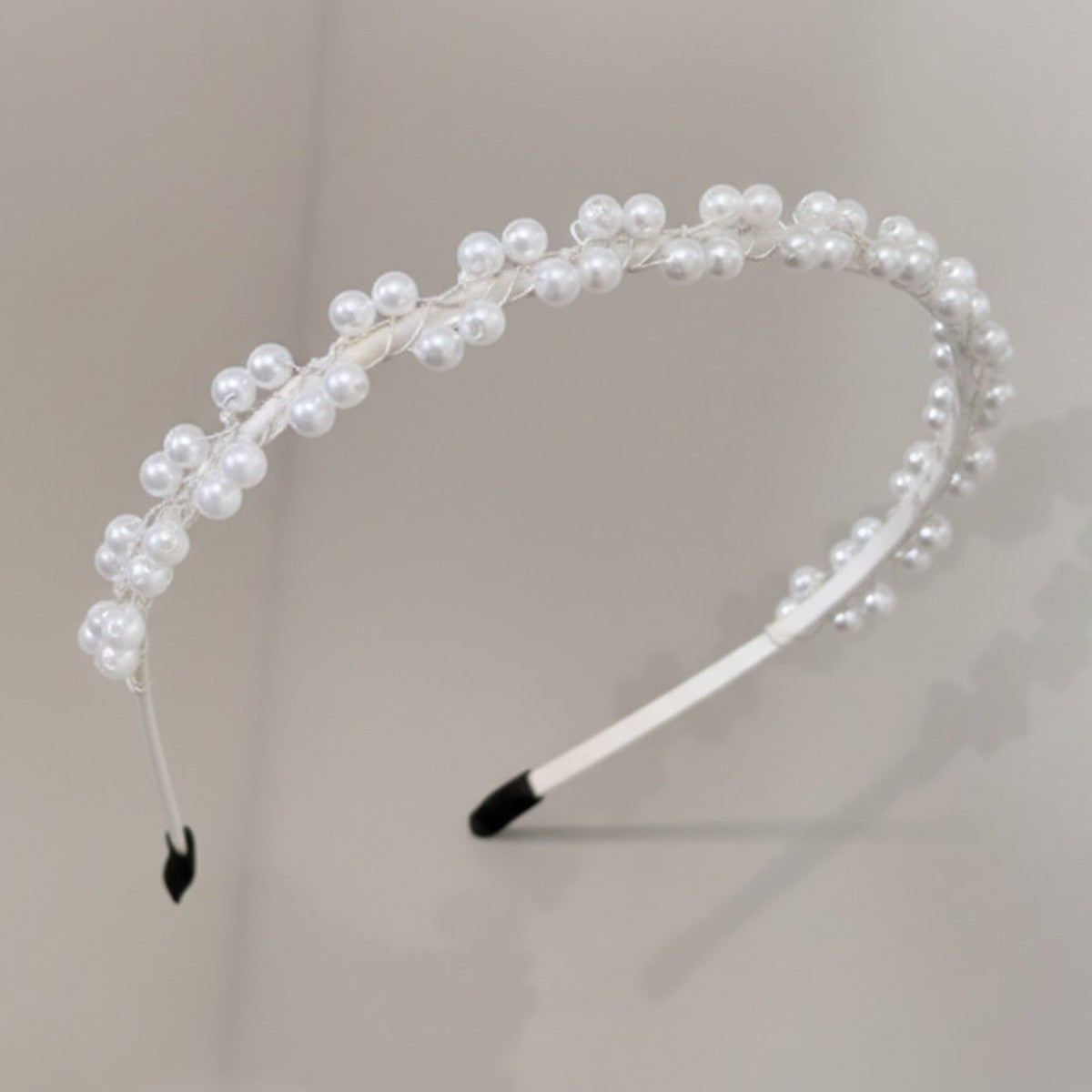 Pearl Beaded Padded Headband White – hair accessories (view 1)
