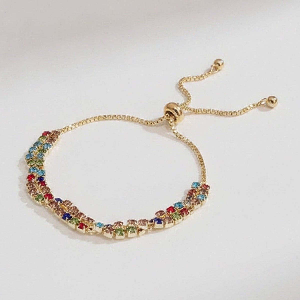 Multicolor Rhinestone Beaded Adjustable Bracelet – jewelry (view 1)