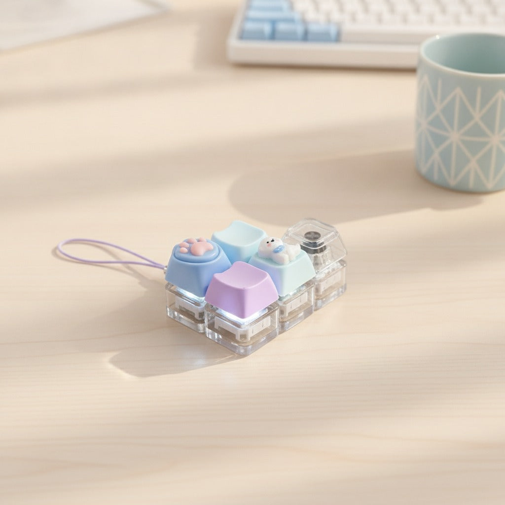 Cute Pup Light-Up Keychain - Blue
