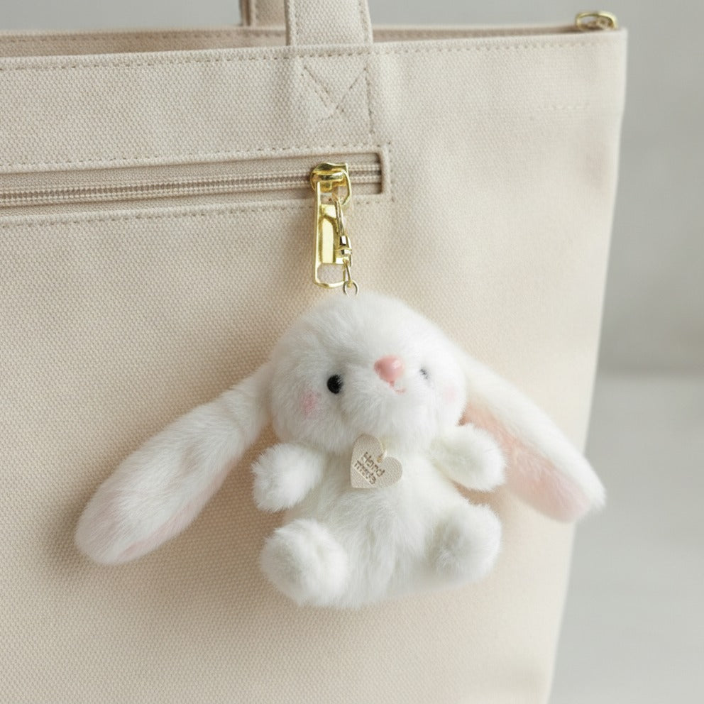 Fuzzy Bunny Keychain - White