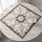 Ornate Lace Square Scarf - Brown & Cream