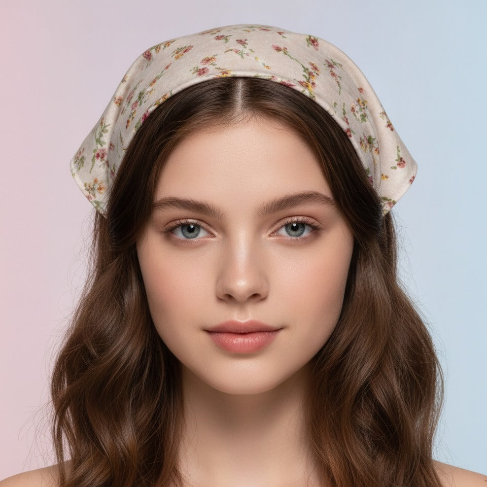 Padded Floral Headband - Cream Floral