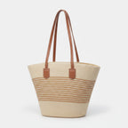 Straw Tote Bag With Leather Handles – apparel accessories (view 1)