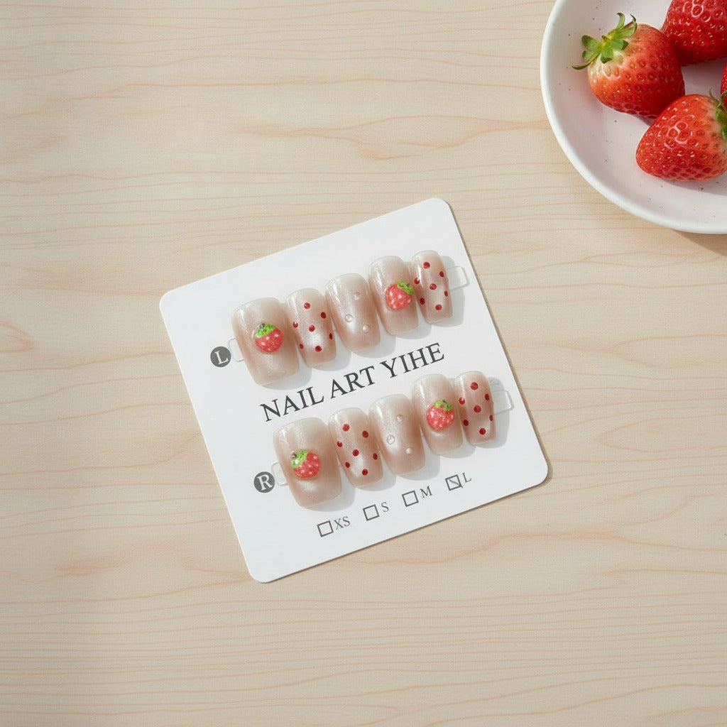 Strawberry Press-On Nail Set - Strawberry Dream