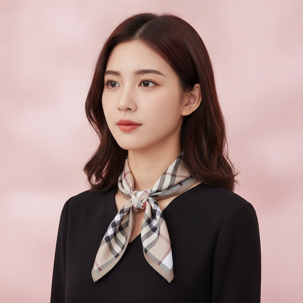 Plaid Lightweight Scarf Wrap - Beige Plaid