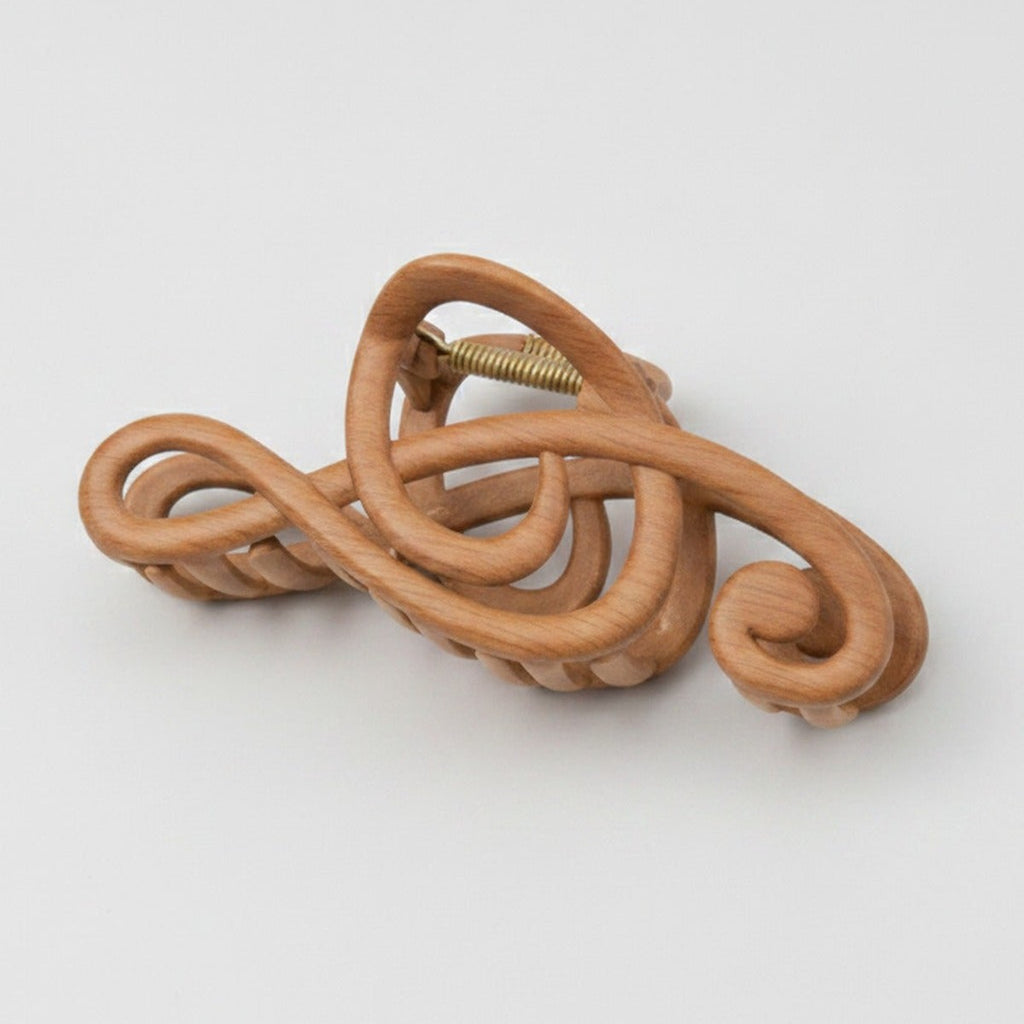 Wooden Treble Clef Music Hair Claw - Wood Grain Music Note Hair Clip – hair accessories (view 1)