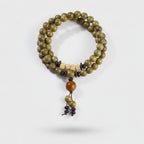 Wooden Beaded Bracelet With Amber Charm Tassel – jewelry (view 1)