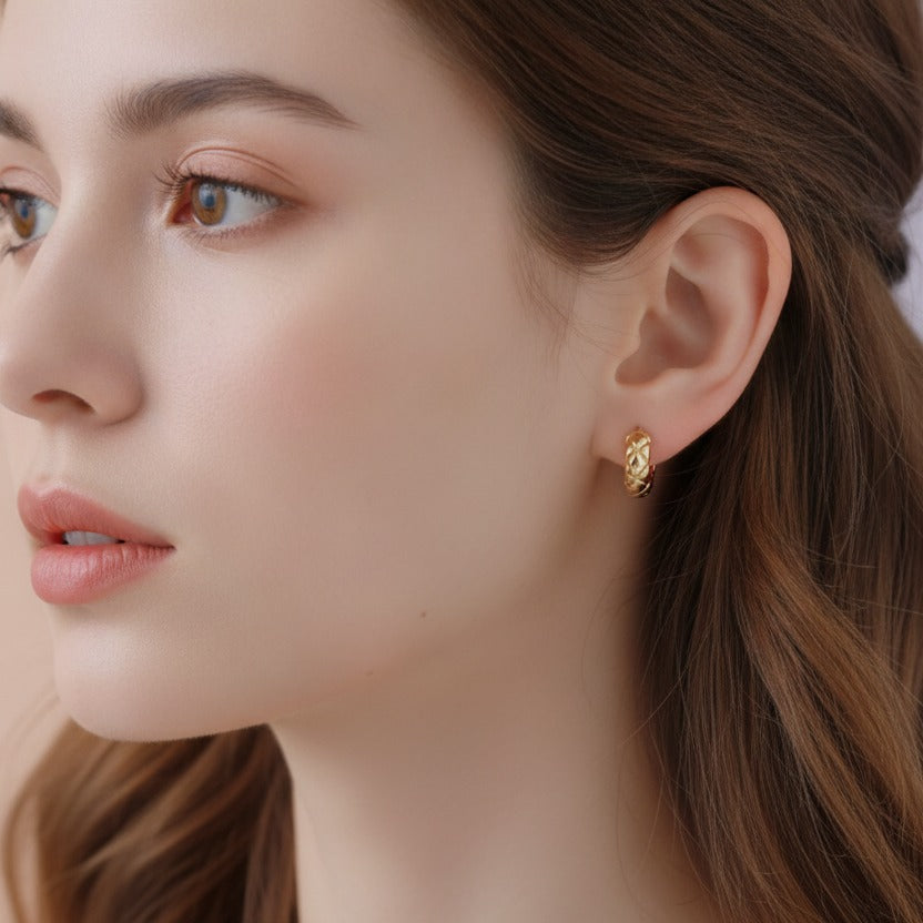 Textured Mini Hoop Earrings - Gold