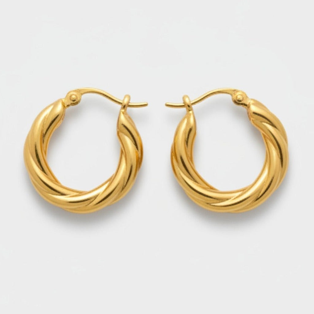 Twisted Gold Hoop Earrings Gold