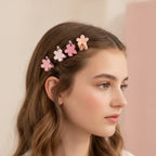 Blue Flower Hair Clips Set Pink Flowers