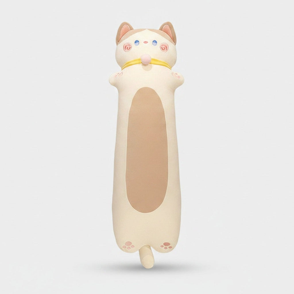 Lucky Cat Long Plush Toy With Gold Collar – novelty & toys (view 1)