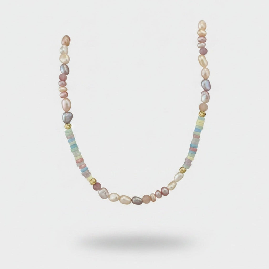 Beaded Pearl Charm Pendant Necklace - Pastel Rainbow Pearl – jewelry (view 1)