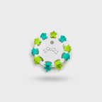 Blue Flower Hair Clips Set Green Stars