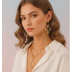 Hollow Cross Jewelry Set - Gold