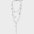 Layered Pearl Chain Necklace - Silver Pearl