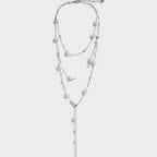 Layered Pearl Chain Necklace - Silver Pearl
