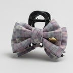 Plaid Hair Claw Clip With Gold Charm – hair accessories (view 1)