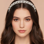 Crystal Pearl Padded Headband - Silver Pearl
