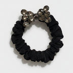 Black Scrunchie With Rhinestone Bow Charm – hair accessories (view 1)