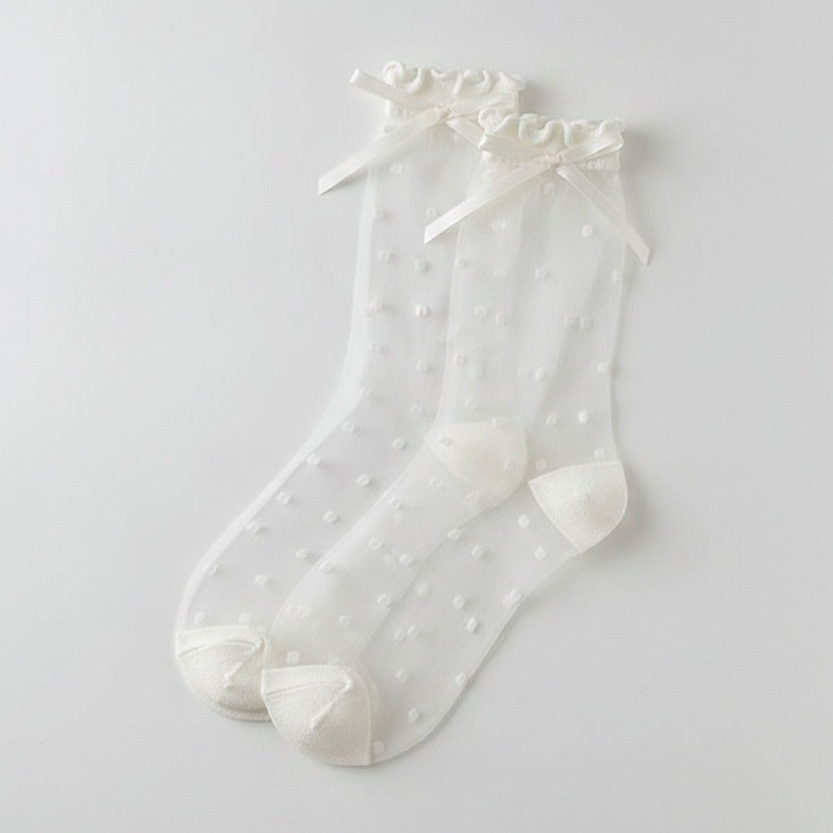 White Polka Dot Sheer Crew Socks – apparel accessories (view 1)