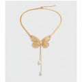 Butterfly Pearl Choker Necklace Gold – jewelry (view 1)