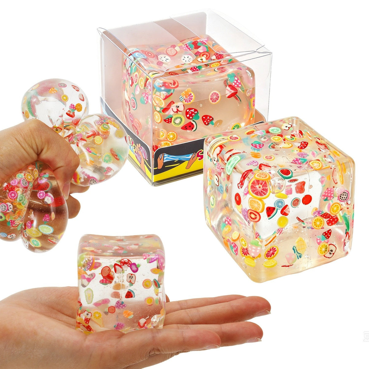 Fruit Slice Cube Maltose Squishy Toy - White