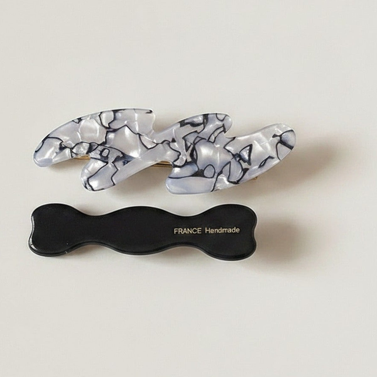 Blue Marble Polymer Hair Clips Set – hair accessories (view 1)