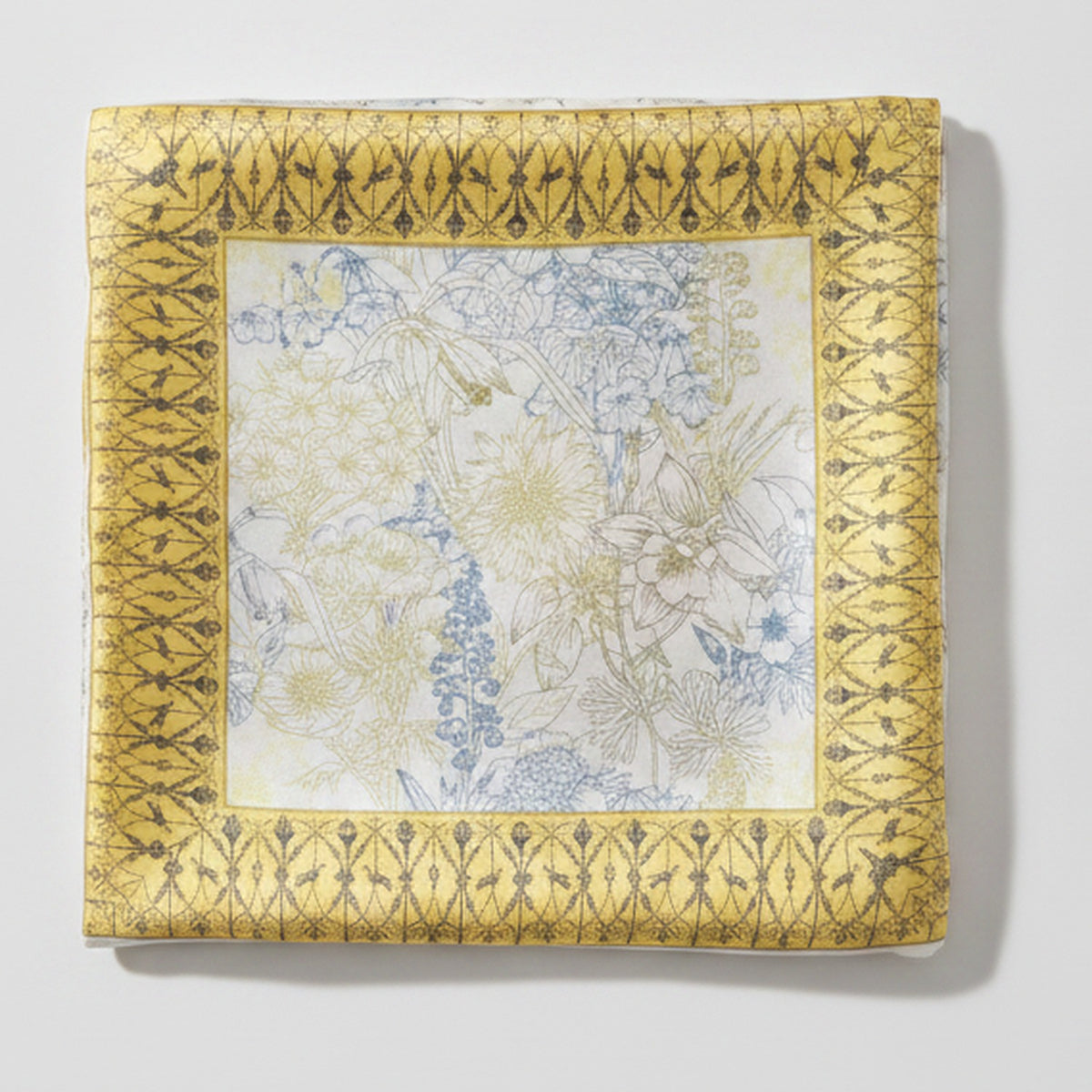 Botanical Border Silk Scarf - Terracotta