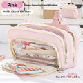 Large capacity minimalist Japanese style pencil case - Pink