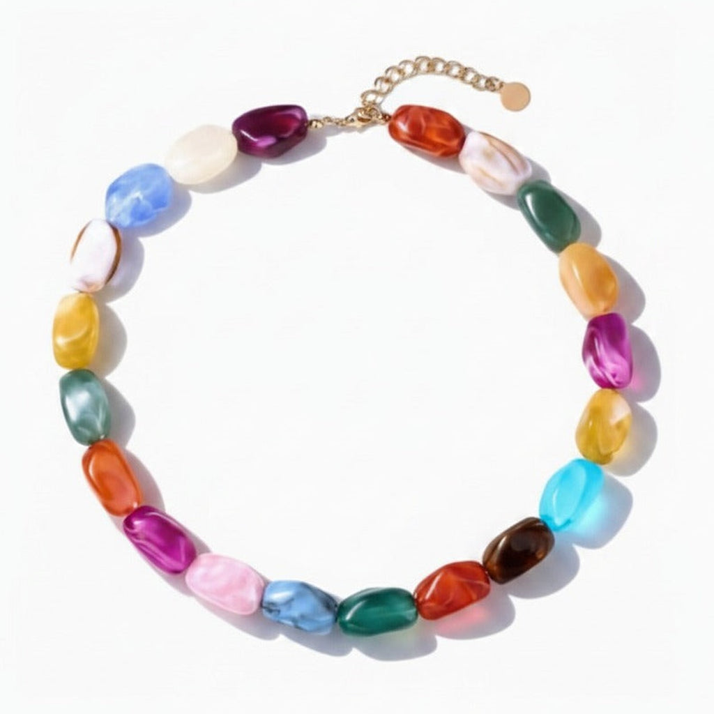 Chunky Colorful Beaded Necklace - Jewel Mix Alt