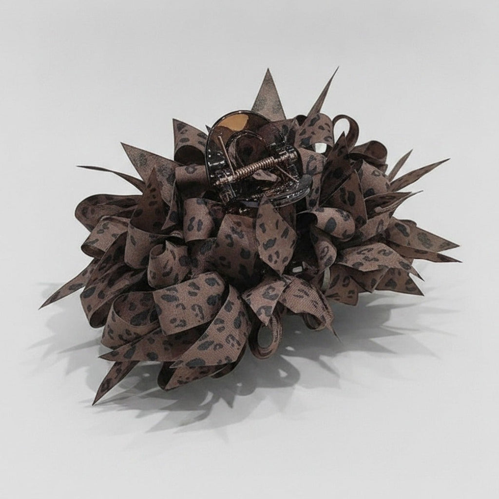 Brown Spiked Floral Hair Claw Clip – hair accessories (view 1)