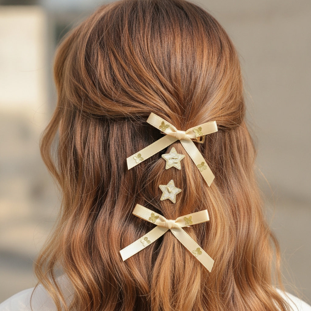 Butterfly & Star Hair Clip Set Yellow