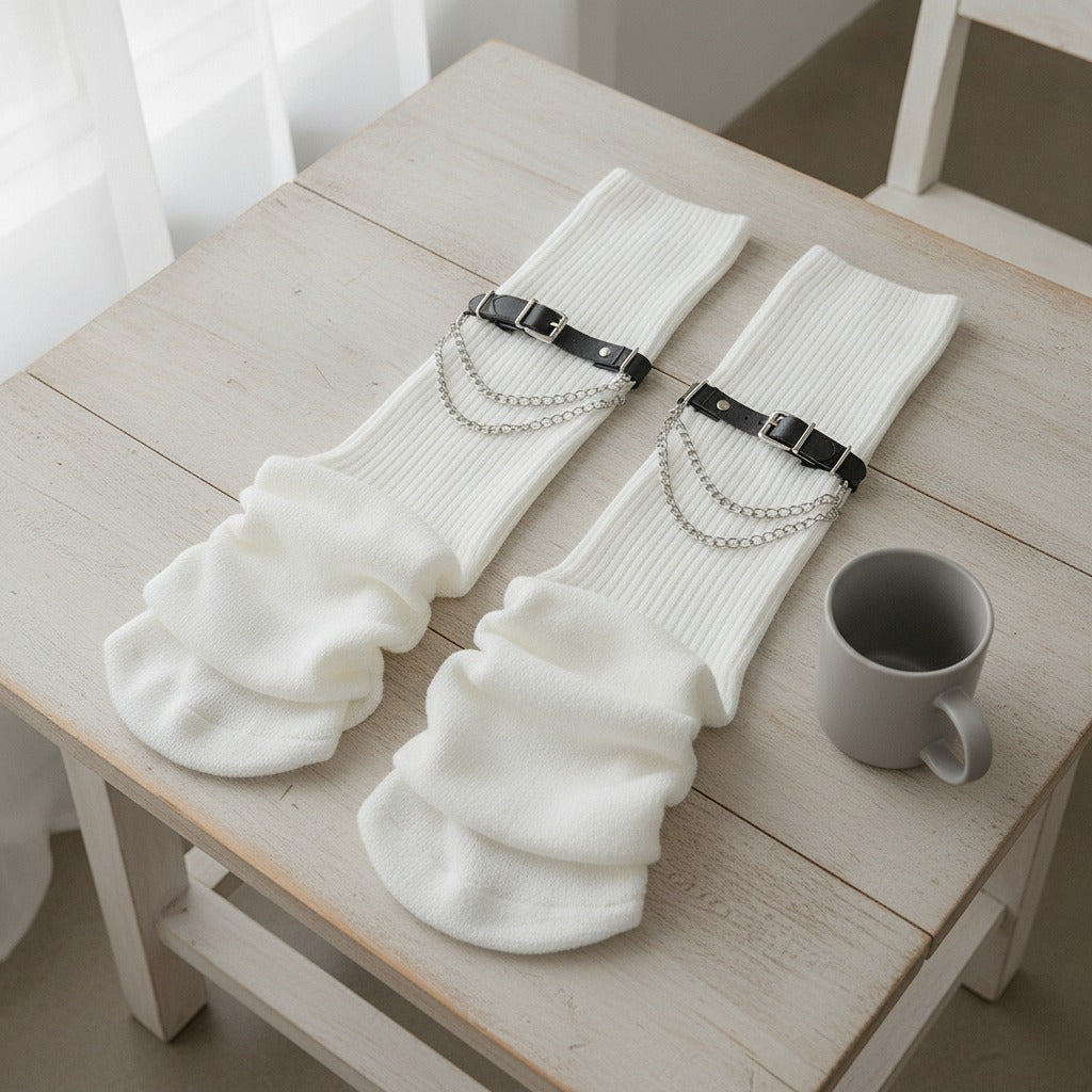 Slouchy Knee-High Socks - White