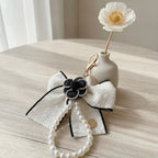 Pearl Bow Charm Keychain - White Bow