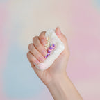 Fluffy Cake Slice Squishy - Pink - squeeze in hand